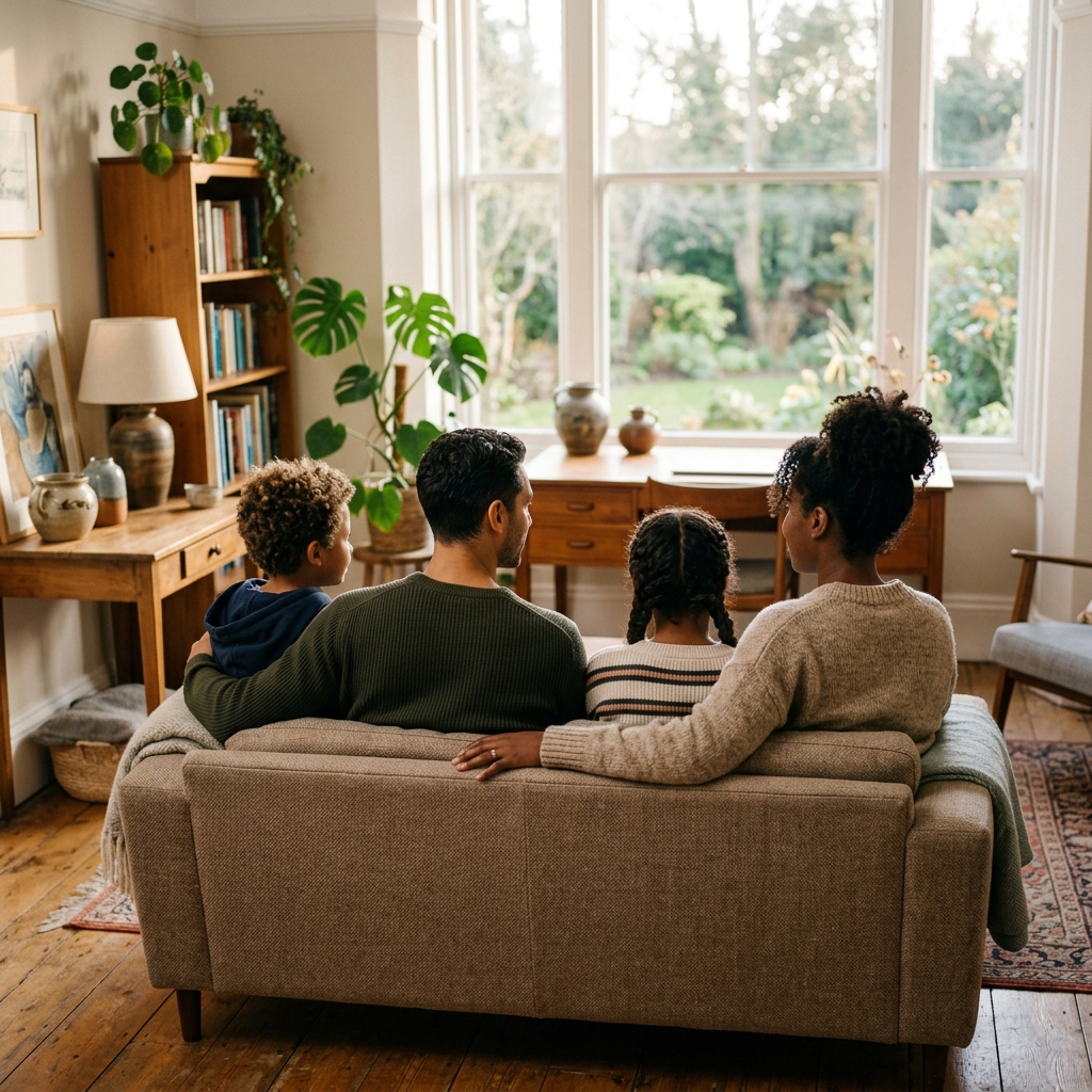 Gezin in een begeleid gesprek